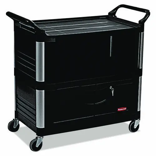 Rubbermaid® Commercial Xtra Equipment Cart, 3-Shelf, 300 lb Capacity, Black