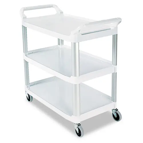 Rubbermaid® Commercial Xtra Utility Cart with Open Sides, 3-Shelf, 300 lb Capacity, Plastic, Off-White