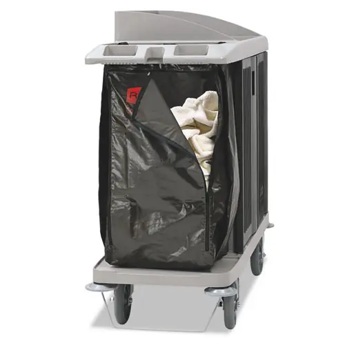 Rubbermaid® Commercial Zippered Vinyl Cleaning Cart Bag, Brown, 25 gal