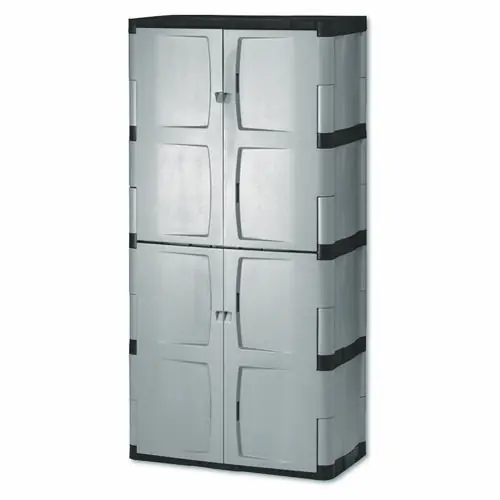 Rubbermaid® Double-Door Storage Cabinet, Gray/Black, 36"W x 18"D x 72"H