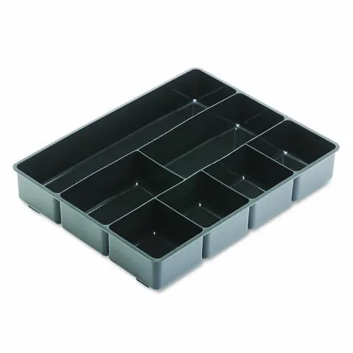 Rubbermaid® Extra Deep Desk Drawer Director Tray, Seven Compartments, Black, Plastic, 11.88" x 15" x 2.5"