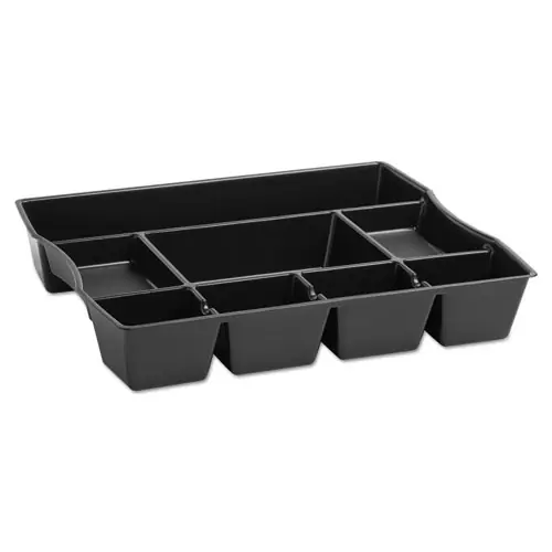 Rubbermaid® Regeneration Deep Drawer Organizer, Eight Compartments, Plastic, Black