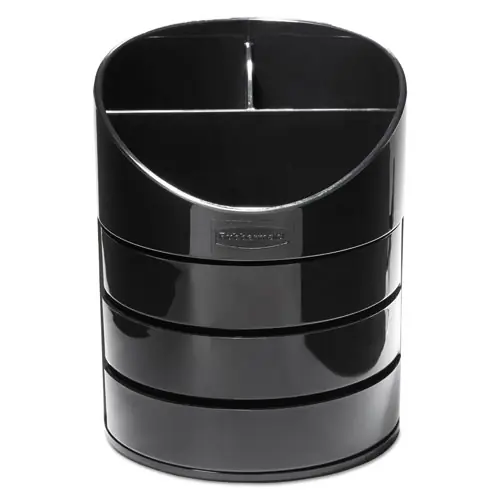 Rubbermaid® Small Storage Divided Pencil Cup, Black, Plastic, 4.5" Diameter x 5.69"H