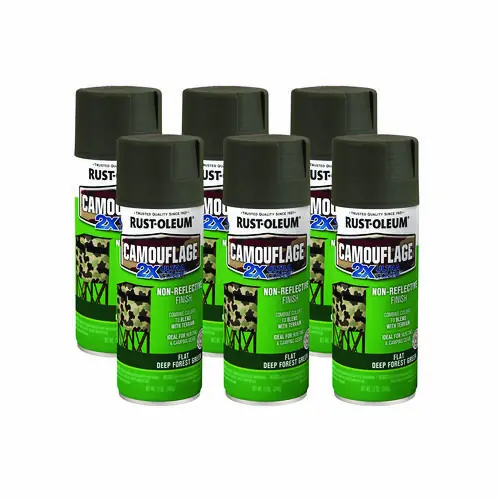 Rust-Oleum® Camouflage Spray Paint, Flat Deep Forest Green, 12 oz Aerosol Can, 6/Carton