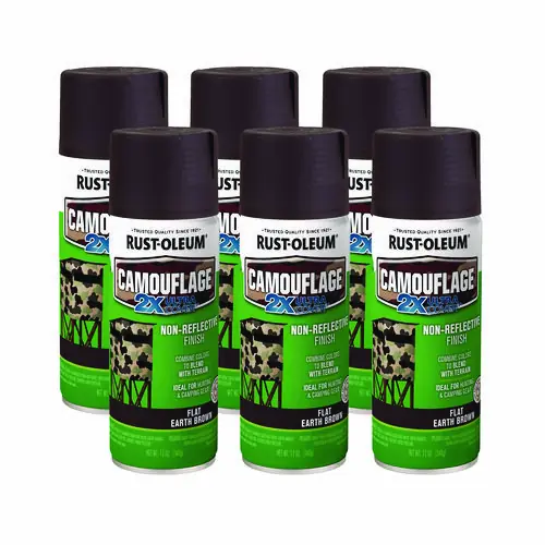 Rust-Oleum® Camouflage Spray Paint, Flat Earth Brown, 12 oz Aerosol Can, 6/Carton