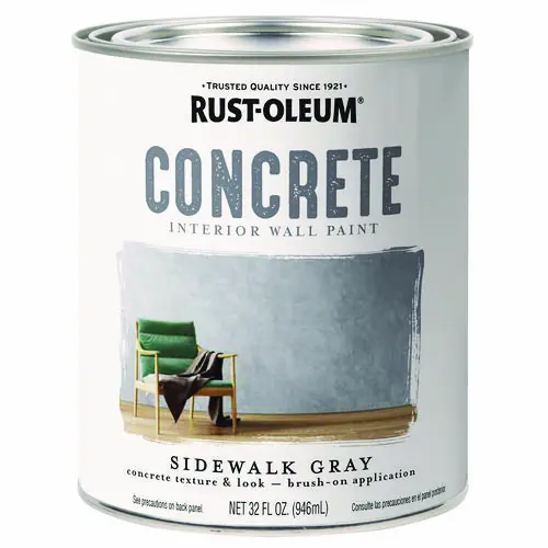Rust-Oleum® Concrete Interior Wall Paint, Matte Sidewalk Gray, Quart Can, 2/Carton