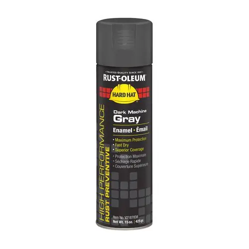 Rust-Oleum® Hard Hat High Performance V2100 System Rust Preventive Enamel Spray Paint, Gloss Dark Machine Gray, 15 oz Aerosol Can, 6/CT