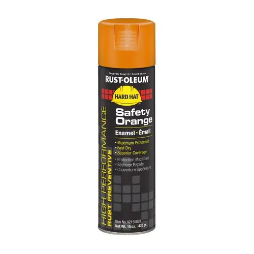 Rust-Oleum® Hard Hat High Performance V2100 System Rust Preventive Enamel Spray Paint, Gloss Safety Orange, 15 oz Aerosol Can, 6/Carton