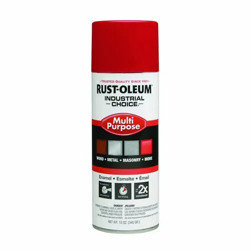 Rust-Oleum® Industrial Choice 1600 System Multi-Purpose Enamel Spray Paint, Flat Safety Red, 12 oz Aerosol Can, 6/Carton