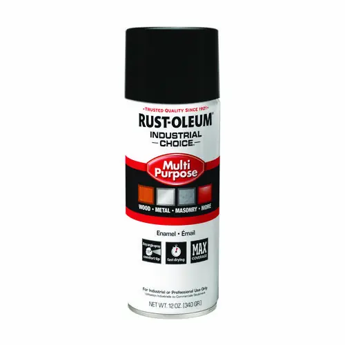 Rust-Oleum® Industrial Choice 1600 System Multi-Purpose Enamel Spray Paint, Gloss Black, 12 oz Aerosol Can, 6/Carton