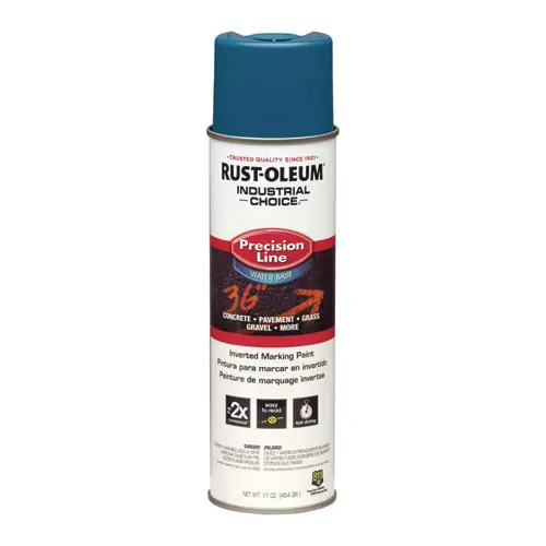 Rust-Oleum® Industrial Choice M1800 System Water-Based Precision Line Marking Paint, Flat APWA Caution Blue, 17 oz Aerosol Can