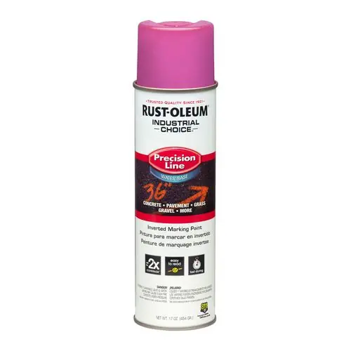Rust-Oleum® Industrial Choice M1800 System Water-Based Precision Line Marking Paint, Flat Safety Purple, 17 oz Aerosol Can, 12/Carton