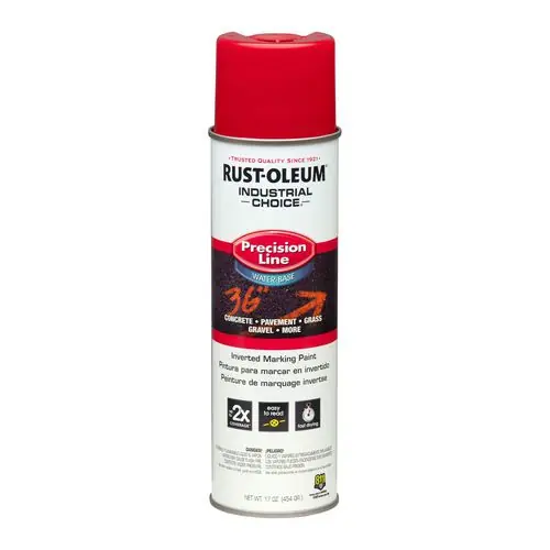 Rust-Oleum® Industrial Choice M1800 System Water-Based Precision Line Marking Paint, Flat Safety Red, 17 oz Aerosol Can, 12/Carton