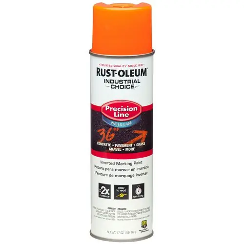 Rust-Oleum® Industrial Choice Precision Line Marking Paint, Fluorescent Orange, 17 oz Aerosol Can, 12/Carton