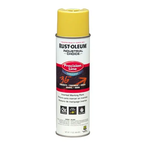 Rust-Oleum® Industrial Choice Precision Line Marking Paint, Flat High-Visibility Yellow, 17 oz Aerosol Can, 12/Carton