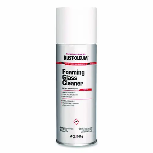 Rust-Oleum® Pro Foaming Glass Cleaner Aerosol, 20 oz Aerosol Spray, 12/Carton