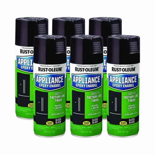 Rust-Oleum® Specialty Appliance Epoxy Spray Paint, Gloss Black, 12 oz Aerosol Can, 6/Carton