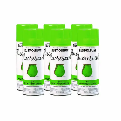 Rust-Oleum® Specialty Fluorescent Spray Paint, Flat Fluorescent Green, 11 oz Aerosol Can, 6/Carton