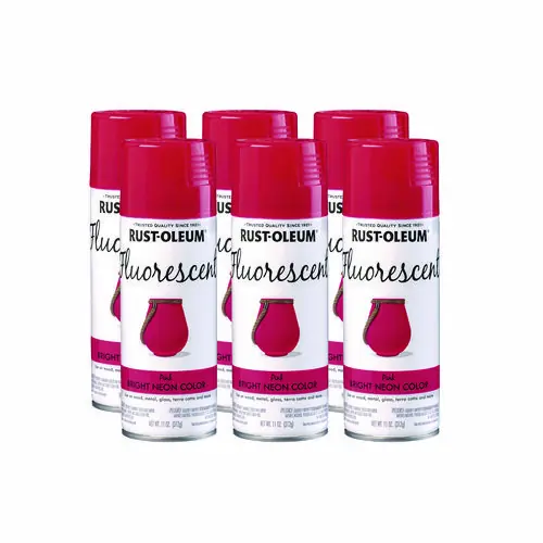 Rust-Oleum® Specialty Fluorescent Spray Paint, Flat Fluorescent Pink, 11 oz Aerosol Can, 6/Carton - Non-Stock Item - Extended Delivery Time