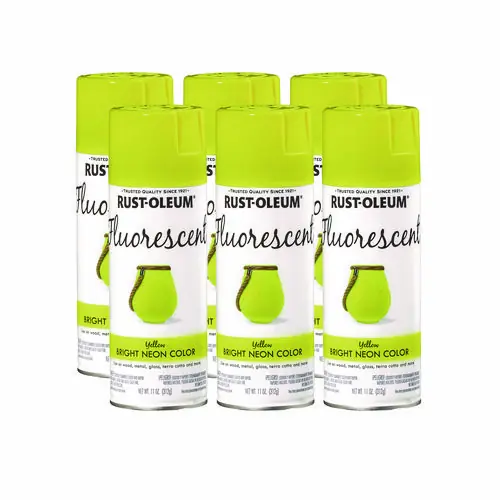 Rust-Oleum® Specialty Fluorescent Spray Paint, Flat Fluorescent Yellow, 11 oz Aerosol Can, 6/Carton