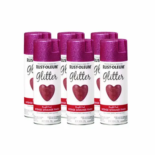 Rust-Oleum® Specialty Glitter Spray Paint, Glitter Pink, 10.25 oz Aerosol Can, 6/Carton