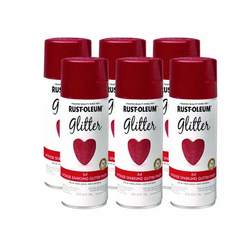Rust-Oleum® Specialty Glitter Spray Paint, Glitter Red, 10.25 oz Aerosol Can, 6/Carton