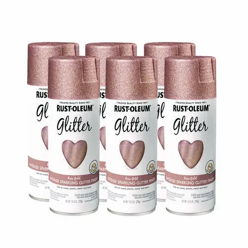 Rust-Oleum® Specialty Glitter Spray Paint, Glitter Rose Gold, 10.25 oz Aerosol Can, 6/Carton; Non-Stock Item - Extended Delivery Time