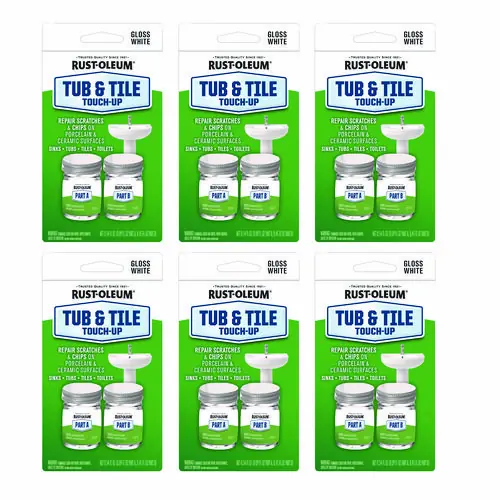 Rust-Oleum® Specialty Gloss White Tub and Tile Touch Up, 0.54 oz Glass Vials, 6 Kits/Carton