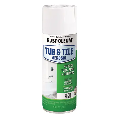 Rust-Oleum® Specialty Tub and Tile Spray, Gloss White, 12 oz Aerosol Can, 6/Carton