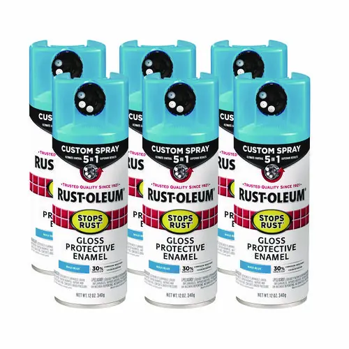 Rust-Oleum® Stops Rust 5-in-1 Spray Paint, Gloss Maui Blue, 12 oz Aerosol Can, 6/Carton