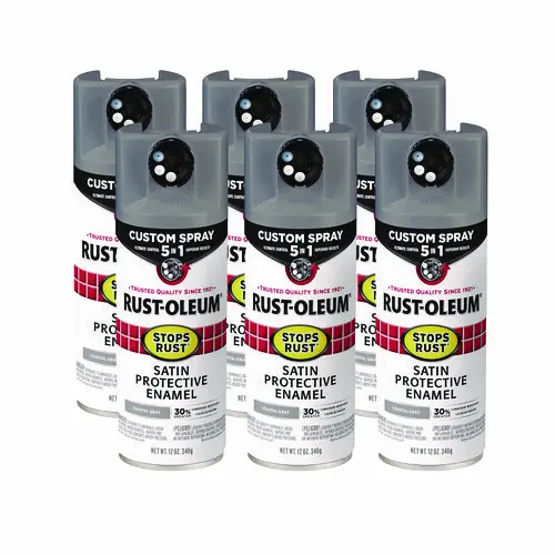 Rust-Oleum® Stops Rust 5-in-1 Spray Paint, Satin Coastal Gray, 12 oz Aerosol Can