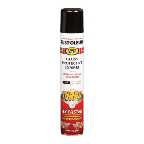 Rust-Oleum® Stops Rust Turbo Spray, Gloss Black, 24 oz Aerosol Can, 6/Carton