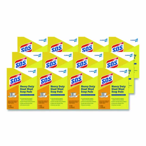 S.O.S.® Steel Wool Soap Pads, 15 Pads/Box, 12 Boxes/Carton