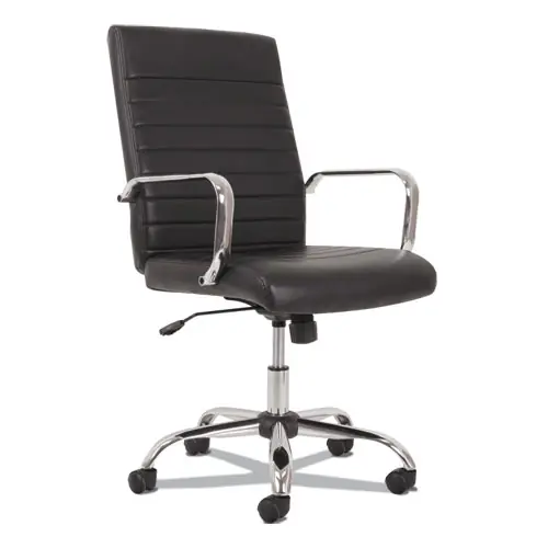 Sadie™ 5-Eleven Mid-Back Executive Chair, Supports Up to 250 lb, 17.1" to 20" Seat Height, Black, Chrome Base