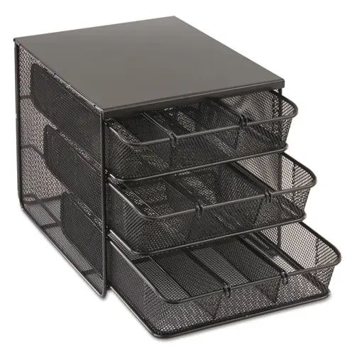 Safco® 3 Drawer Hospitality Organizer, Black, 7 Compartments, 11.5" x 8.25" x 8.25"