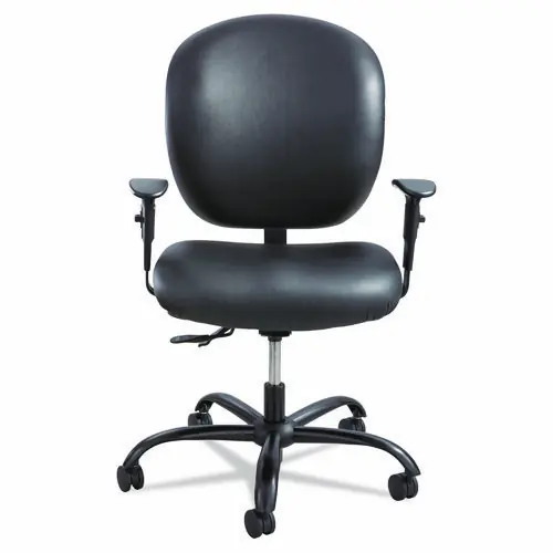 Safco® Alday Intensive-Use Chair, Supports Up to 500 lb, 17.5" - 20" Seat Height, Black Vinyl Seat and Back, Black Base