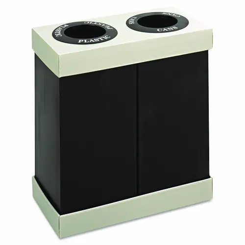 Safco® At-Your-Disposal Recycling Center, Two 28 gal Bins, Polyethylene, Black