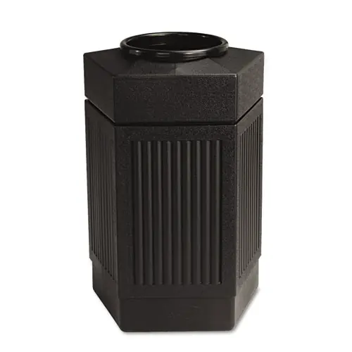 Safco® Canmeleon Indoor/Outdoor Pentagon Receptacle, 30 gal, Polyethylene, Black