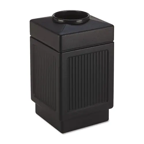 Safco® Canmeleon Recessed Panel Receptacle, Top-Open, 38 Gallon, Black