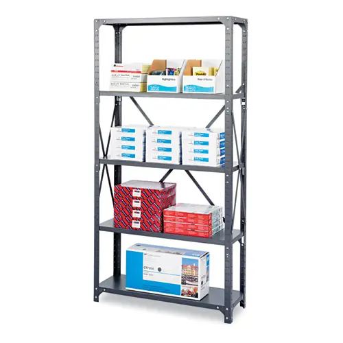 Safco® Commercial Steel Shelving Unit, Six-Shelf, 36"W x 18"D x 75"H, Dark Gray