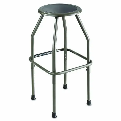 Safco® Diesel Industrial Stool with Stationary Seat, Backless, Pewter, Adjustable 22.5"-29.5" Height, Supports Up to 250 lb