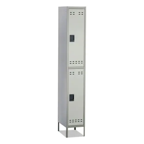 Safco® Double-Tier Locker, Two-Tone Gray, 12"W x 18"D x 78"H