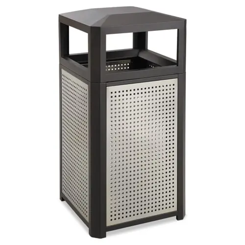 Safco® Evos Series Steel Waste Container, 38 gal, Steel, Black