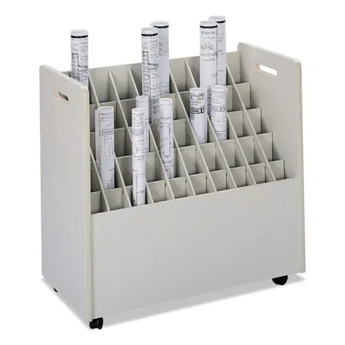 Safco® Laminate Mobile Roll File with 50 Compartments, Putty