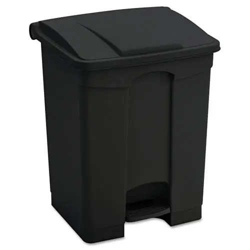Safco® Large Capacity Plastic Step-On Receptacle, 23 gal, Plastic, Black