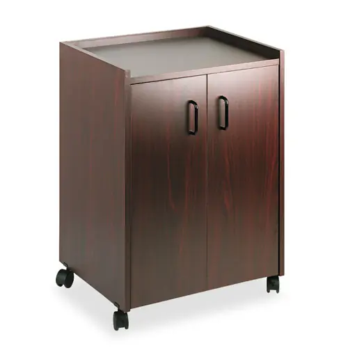 Safco® Mobile Refreshment Center, Engineered Wood, Mahogany, 23"W x 18"D x 31"H, 3 Shelves
