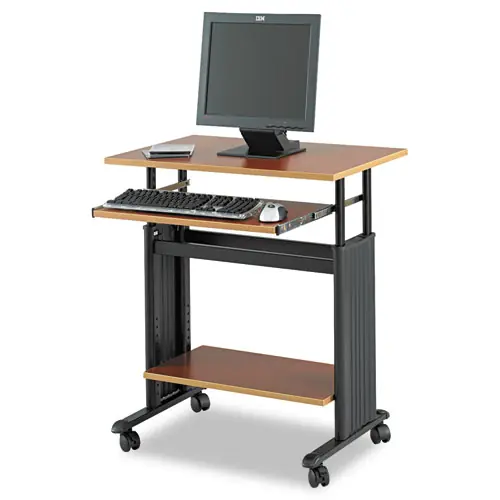 Safco® Muv 28" Adjustable-Height Sit-Stand Desk, Cherry/Black, 29.5"W x 22"D x 29"-34"H