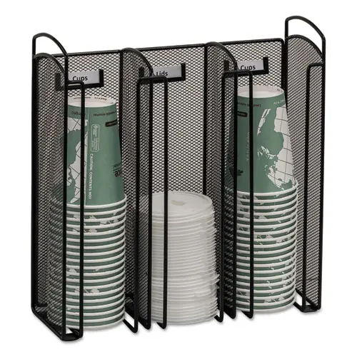 Safco® Onyx Breakroom Organizers, Steel Mesh, Black, 3 Compartments, 12.75" x 4.5" x 13.25"