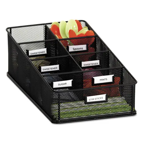Safco® Onyx Breakroom Organizers, 7 Compartments, Steel Mesh, Black