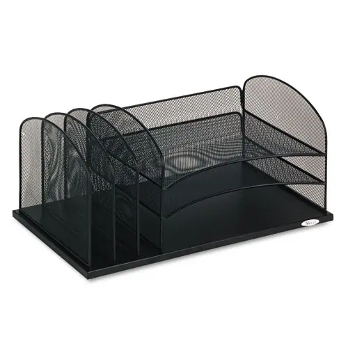 Safco® Onyx Desk Organizer with Three Horizontal and Three Upright Sections, Black